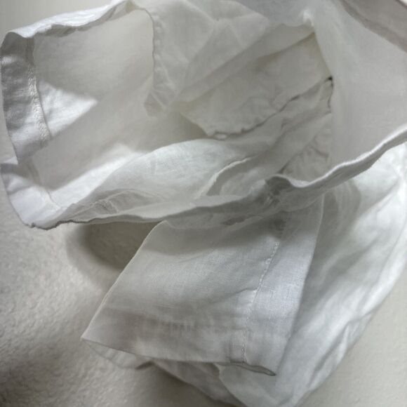 White Linen Short Women's Size S High Waist Pockets Size Small Flat Front - Picture 3 of 6